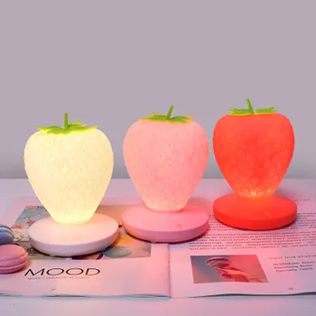 Touch Aptumšojami LED Mājas Nakts Gaisma Zemeņu Nightlight USB Gultas Rakstāmgalda Lampas Bērniem Dāvanas Atmosfēru Guļamistaba Dekorēšana