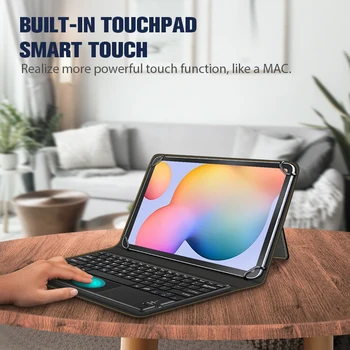 Touch Pad Klaviatūras Lietā par iPad 10.2 Samsung TAB S6 Lite Huawei Matepad 10.4 Stāvēt Ādas Vispārējo Pamatbrīvību par 9.7 - 11