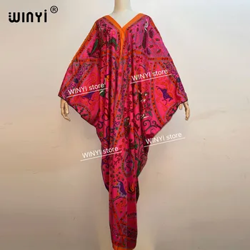 Tradicionālā Drukātā Viskozes WINYI maxi kleita Dashiki Āfrikas Sieviešu Abaya Drēbes Garas kleitas sievietēm Bohēmijas v-veida kakla kleita