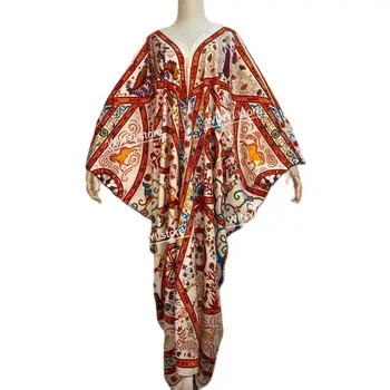 Tradicionālā Drukātā Viskozes WINYI maxi kleita Dashiki Āfrikas Sieviešu Abaya Drēbes Garas kleitas sievietēm Bohēmijas v-veida kakla kleita