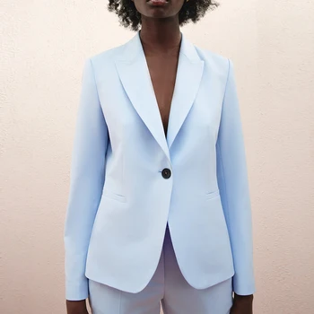 TRAF ZA 2 Gabali Cietā Žakete Uzvalks Dāmas Ir 2021. Vienas Pogas Birojs Dāma Žakete+Potītes Garuma PantsDesign Sieviešu Pamata Apģērbs