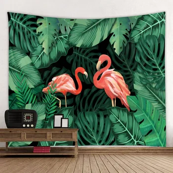 Tropu Augu Gobelēns Ziemeļvalstu Flamingo Gobelēns Hipiju Bohēmijas Mandala Ģimenes Kopmītnē Decoration, Pludmales Dvieli Jogas Paklājiņš