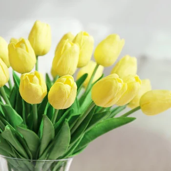 Tulip Mākslīgo Ziedu Dārzs Nekustamā Touch Viltus Ziedu Pušķis Mariage Mājas Puse, Kāzu Vitrīna Logu Rotājumi 9PCS