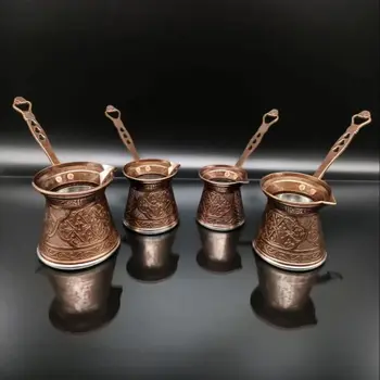 Turcijas Modelis Liešanas Vara Kafijas kanna Kafijas automāts Roku darbs Komplekts 4 Tradicionālā Dizaina Dekoratīvie Dāvanu Piederumi Osmaņu