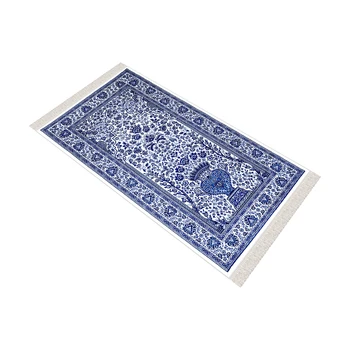 Turcijas Zilā Marmora Dizaina Lūgšanu Paklājs Bambusa Vintage Neslīdoša Tasseled Sejadah, Bieza, Mīksta Kilim Paklāju Islāmu Lūgšanu Paklājiņš Islāma