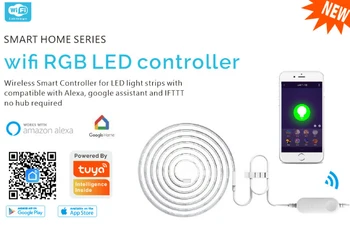 Tuya RGB LED Strip Gaismas Contoller 12V WiFi Smart LED Kontrolieris Remote APP Balss Kontroles Darbu ar Alexa, Google Echo