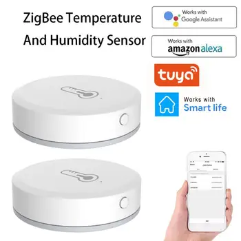 Tuya/SmartLife App ZigBee Smart Temperatūras Un Mitruma Sensors Darbu Ar Zigbee Hub Ar Alexa, Google Home Smart Home