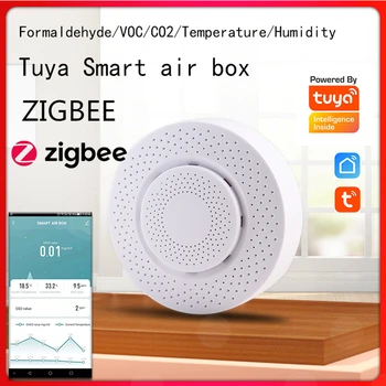 Tuya ZIGBEE 3.0 Smart Gaisa Kaste Formaldehyd VO Oglekļa Dioksīda Temperatūras, Mitruma Sensors Automatizācijas Signalizācijas Detektoru Smart Home