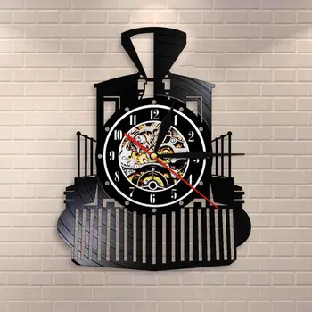 Tvaika Lokomotīves Vilciens Sienas Pulkstenis Tvaika Dzinējs, Vinila Ierakstu Karājas Mākslas Pulkstenis Mūsdienu Skatīties Mājas Dekoru Unikālo Entuziasts Dāvanu