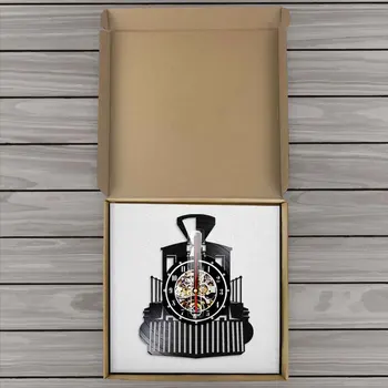 Tvaika Lokomotīves Vilciens Sienas Pulkstenis Tvaika Dzinējs, Vinila Ierakstu Karājas Mākslas Pulkstenis Mūsdienu Skatīties Mājas Dekoru Unikālo Entuziasts Dāvanu