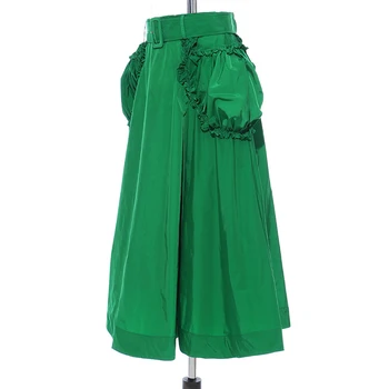 TWOTWINSTYLE Elegants Ruched Raibs Kabatas Sievietēm Augsta Vidukļa Vērtnes Cietā Ikdienas Svārki Sieviešu Modes Jauns Apģērbu 2021