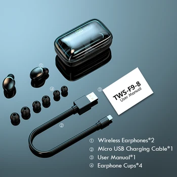 TWS Bluetooth 5.0 Austiņas Bezvadu Austiņas Ar Mikrofonu 9D Stereo Sporta Ūdensizturīgs Earbuds Austiņas iOS Android