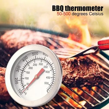 Tērauda Grilēšanas Restes Termometrs Bedres BBQ Bedres Koka Smēķētājs Temperatūras Rādītājs 50~500 Grādu pēc Celsija