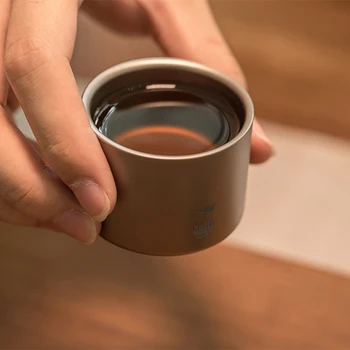 Tīra Titāna teacup, Japāņu stila degustācija kausa Double-sienu Kauss, Titāna Kungfu Tējas Komplekts Bacteriostatic Drinkware