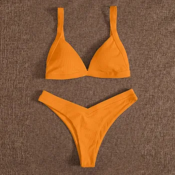 Tīrtoņa krāsu Brazīlijas Sandales Seksīgi Peldkostīmi Divu Gabalu Atdala Zema vidukļa Push-up Bikini Komplekts Sieviešu Peldkostīms Ir 2021. Vasarā Peldēšana