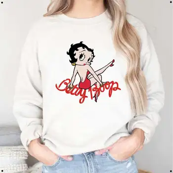 UETEEY ZĪMOLA Betty Boop Karikatūra sporta Krekls Jautra Dāvana Sieviešu Modes Krekls Pavasara Rudens garām Piedurknēm Streetwear Sievietēm