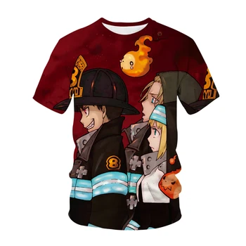 Uguns Spēks, T-Kreklu Anime ugunsdzēsējiem No Liesmām 3D Drukas Streetwear Vīriešu un Sieviešu Modes T Krekls Harajuku Hip Hop t-veida Topi Unisex