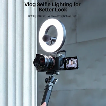 Ulanzi VIJIM VL64 Uzlādējams Riņķa Gaisma ar Aukstu Apavu Mikrofons Selfie Gredzenu Gaismas LED Video Gaisma Vlog Youtube Gaismas