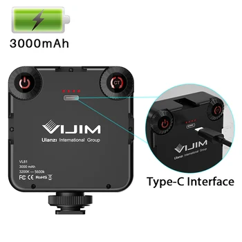 Ulanzi VL81 3200k-5600K 850LM 6.5 W Aptumšojami Mini LED Video Gaisma Viedtālrunis SLR Kamera Rechargable Vlog Aizpildīt Gaismas