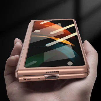Ultra-plānas Pilnīgu Aizsardzību Case For Samsung Galaxy Z Reizes 2 Grūti Matētas Plastmasas Ar Stikla Plēves Segumu Samsung Z Fold2 W21