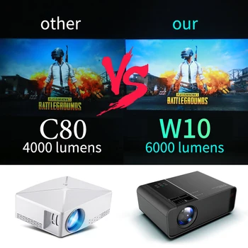 UNIC W10 LED 6000 Lūmenu Projektors 1080P FullHD, HDMI-saderīgam WIFI Spēle Sync Ekrānā Bluetooth saderīgu LCD Projektoru Objektīvs