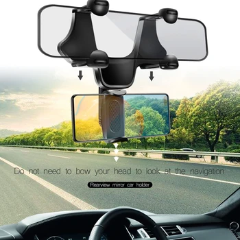 Universālas Automašīnas Atpakaļskata Spoguļa Kronšteinu Stāvēt 360 Rotācijas Mobilo Telefonu Turētājs Klipu Komplekts Šūnu Mobilo sakaru Viedtālruņa GPS