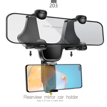 Universālas Automašīnas Atpakaļskata Spoguļa Kronšteinu Stāvēt 360 Rotācijas Mobilo Telefonu Turētājs Klipu Komplekts Šūnu Mobilo sakaru Viedtālruņa GPS
