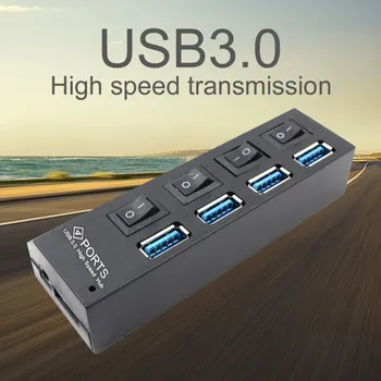 USB 3.0 Hub USB Hub 3.0 Multi USB Sadalītājs Hab 4/7 Ostas Vairākas Expander Izmantot Strāvas Adapteris USB3 centru ar Slēdzi GAB