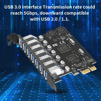 USB 3.0 PCI-E USB Adapteris Valdes liels Datu Pārraides Ātrums, Izplešanās Valde ar 7 Porti, PCI-E USB Adapteris Valde