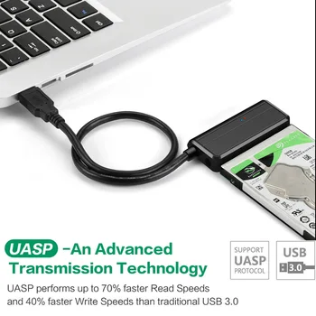USB 3.0 SATA Adaptera Kabelis Usb 3.0 Hdd, Ssd Converter ir Saderīga Ar USB2.0 Datoru Interfeiss 3.5 Cietais Disks Ar Jaudu Suppl