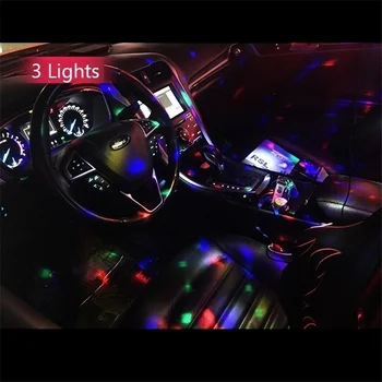 USB Auto RGB Atmosfēra, Viegls Mini Krāsains DJ Mūzikas Spuldzes Brīvdienu Puse Karaoke Atmosfēru Lampas Portatīvo Auto salona Apgaismojuma