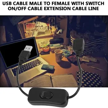 USB kabelis, Jauns 30cm USB 2.0 Vīrietis, lai Sieviete Pagarināšanu Extender Melns Vads Ar Slēdzi UZ OFF Kabelis
