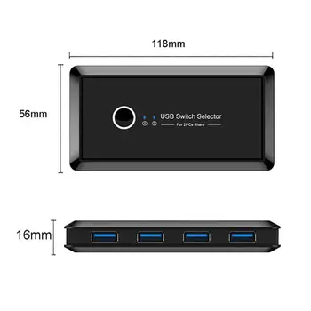 USB KVM Switch USB 3.0 2.0 Komutatoru 2 Ports Gab Koplietošanas 4 Ierīces Tastatūru, Peli, Printeri, Monitoru, USB 2.0 3.0 Pārslēdziet Selektora