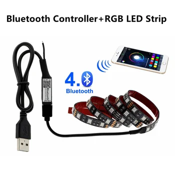 USB LED Lentes 5V SMD5050 RGB Maināmais LED TV Fona Apgaismojums 50CM 1M 2M 3M 4M 5M DIY Elastīgs LED Gaismas