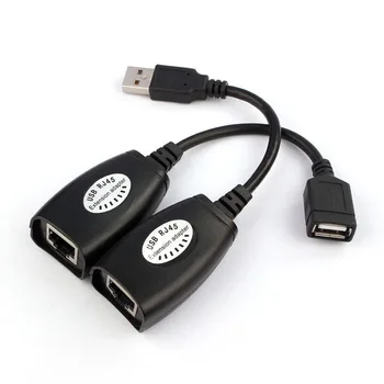USB Pagarinājuma Extender Adapteri Līdz 150ft, Izmantojot RJ45 CAT5 LAN Kabeļa Savienotājs Klēpjdatoru Maršrutētāju RJ45 Interneta Kabeli