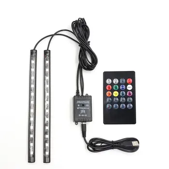 USB piepīpētāja Auto Interjera LED Dekoratīvās Atmosfēru Lampas Krāsains Balss Kontrolē Auto Lampas Kāju Apkārtējās vides Gaismas Lampas