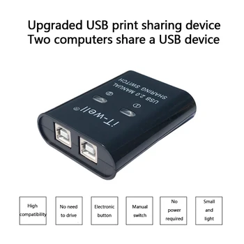 USB Printera Koplietošanai Ierīci 2 in 1 No Printera Sadales Slēdzis 2-Port Rokasgrāmata KVM Komutācijas Sadalītāja Hub Konvertētājs