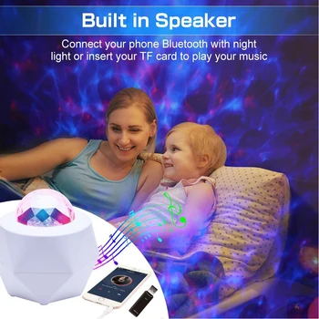USB Projektoru Gaismas Tālvadības Projekcijas Lampa Ūdens Viļņu LED Nakts Gaisma, ar Bluetooth saderīgi LED Zvaigžņotās Galaktikas Gaismu Lampas