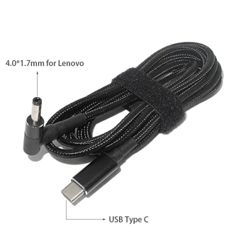 USB Type C līdz 4.0*1.7 mm Ātrās Uzlādes Kabelis Vadu 45W 65W Līdzstrāvas Barošanas Adaptera Savienotājs Lenovo ideaPad 310 Gaiss 12 13 Jogas 510