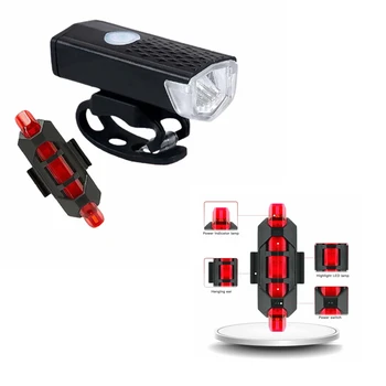 USB Uzlādes Velosipēdu Taillight Ūdensizturīgs Velosipēdu LED Priekšējais Aizmugures Gaismas Komplekts Velosipēdu, Velo Lukturītis Lukturu Velosipēdu Piederumi
