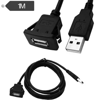 USB2.0 Flush Mount Kabelis 1M/2M Double/Single USB Portu Paplašinājums Flush Paneļa, Paneļa Stiprinājums Kabeļu Auto Laivu, Motociklu