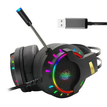 USB7.1 RGB Spēļu Austiņas LED Austiņas, USB Vadu PC Klēpjdators PS4 vai Xbox Viens datorspēļu Austiņas Austiņas Ar Mic
