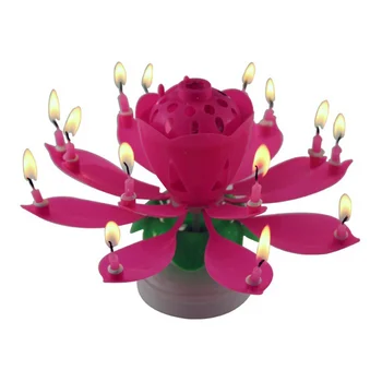 Uzlabot Multicolor Rotējošo Lotus Kūka Svece Elektroniskās Mūzikas Sveces Dzimšanas dienā, Kāzu JW