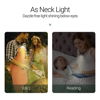 Uzlādējams LED Kakla Lasot Grāmatu Gaismu, Bez Rokām USB Kabelis Iekļauts Balts Sarkans Zibspuldzes Lampas