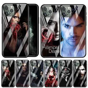 Vampīru Dienasgrāmatas Rūdīts Stikls Lietā Coque iPhone 11 12 Pro MAX 12 Mini 7 8 X XR XS MAX 6 6S Plus SE Tālruņa Vāciņu