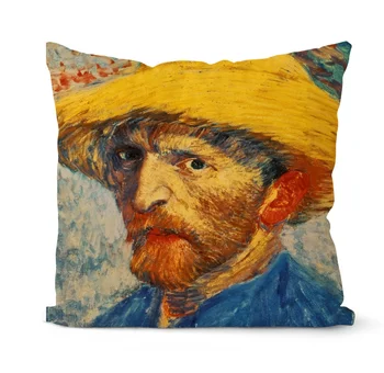 Van Gogs Eļļas Glezna, Spilvens Segums Dīvāns Mājās Dekoratīvās spilvendrānas Saulespuķu Self-portrait Zvaigžņotām Debesīm Drukāt Spilvendrāna