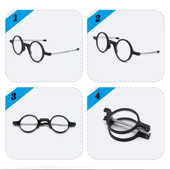 Var Ziedu Flodable Lasīšanas Brilles, HD Lēcas Apaļā Rāmja Brilles Vīriešu Anti Zilā Gaisma Brilles Apaļas Brilles Sieviešu Lasītājiem +3.5