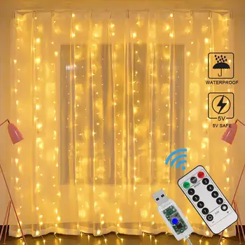 Varavīksnes Aizkaru Gaismas Ūdensdrošs LED Pasaku Lāsteku Mirdzums Logu String Vainags Gaiši Meiteņu Guļamistabu Dekorēšanai Ziemassvētku Eglīte