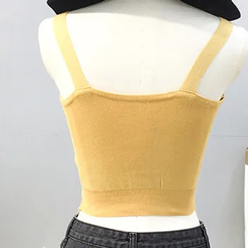 Vasaras Cietā Sieviešu Kamzolis Trikotāžas Salātu V-veida kakla Tvertnes Augšpusē Sieviešu Veste Sexy Backless Īsām Piedurknēm Topi 2020 