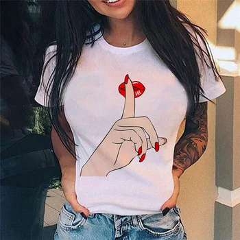 Vasaras Jaunā Modes Vidējo Pirkstu Krūtīs Grafikas Iespiestas Apaļu Kakla T Krekls Gadījuma Vienkāršu Sieviešu T-Veida Topi